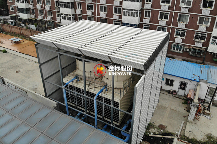 Residential cooling tower equipment noise sound barrier project